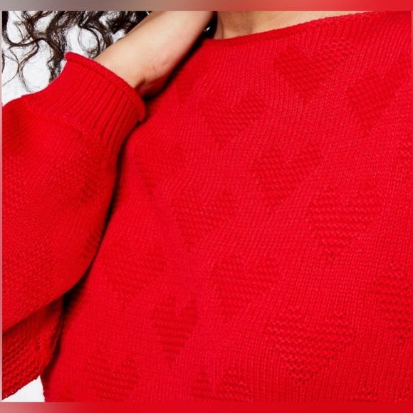 Loft Women's Heart Sweater Cotton/Wool Blend Red Soft Small - Picture 10 of 16